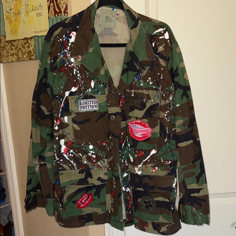 Camouflage Jacket with Artistic Patches